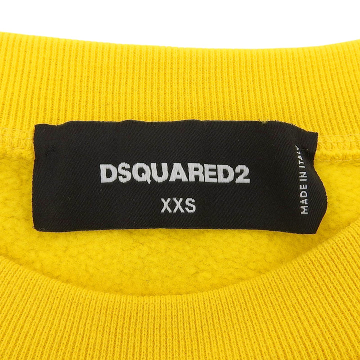 極美品▲DSQUARED2 ディースクエアード 22AW S72GU0406 コットン100％ ロゴプリント スウェット 黄 XXS イタリア製 正規品 レディース