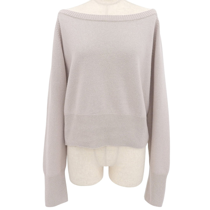 極美品▲FOXEY フォクシー 37775 カシミヤ100％ ボートネック 長袖ニット セーター ピンクベージュ 42 日本製 正規品 レディース
