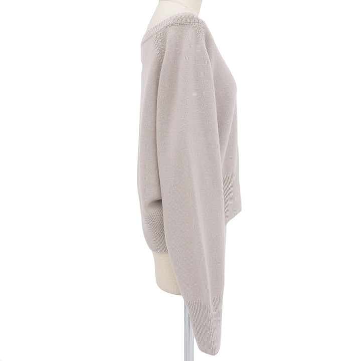極美品▲FOXEY フォクシー 37775 カシミヤ100％ ボートネック 長袖ニット セーター ピンクベージュ 42 日本製 正規品 レディース