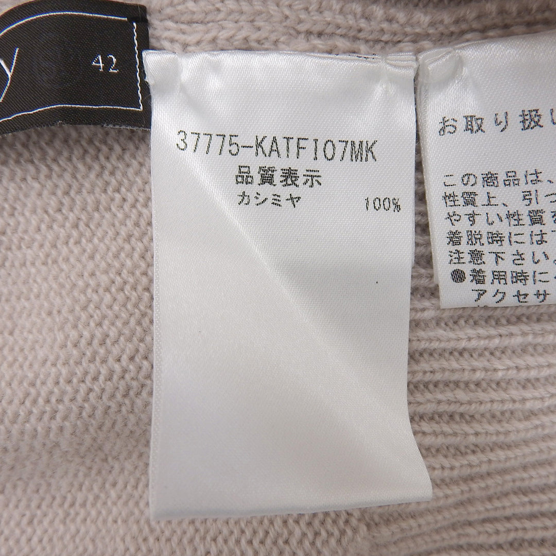 極美品▲FOXEY フォクシー 37775 カシミヤ100％ ボートネック 長袖ニット セーター ピンクベージュ 42 日本製 正規品 レディース