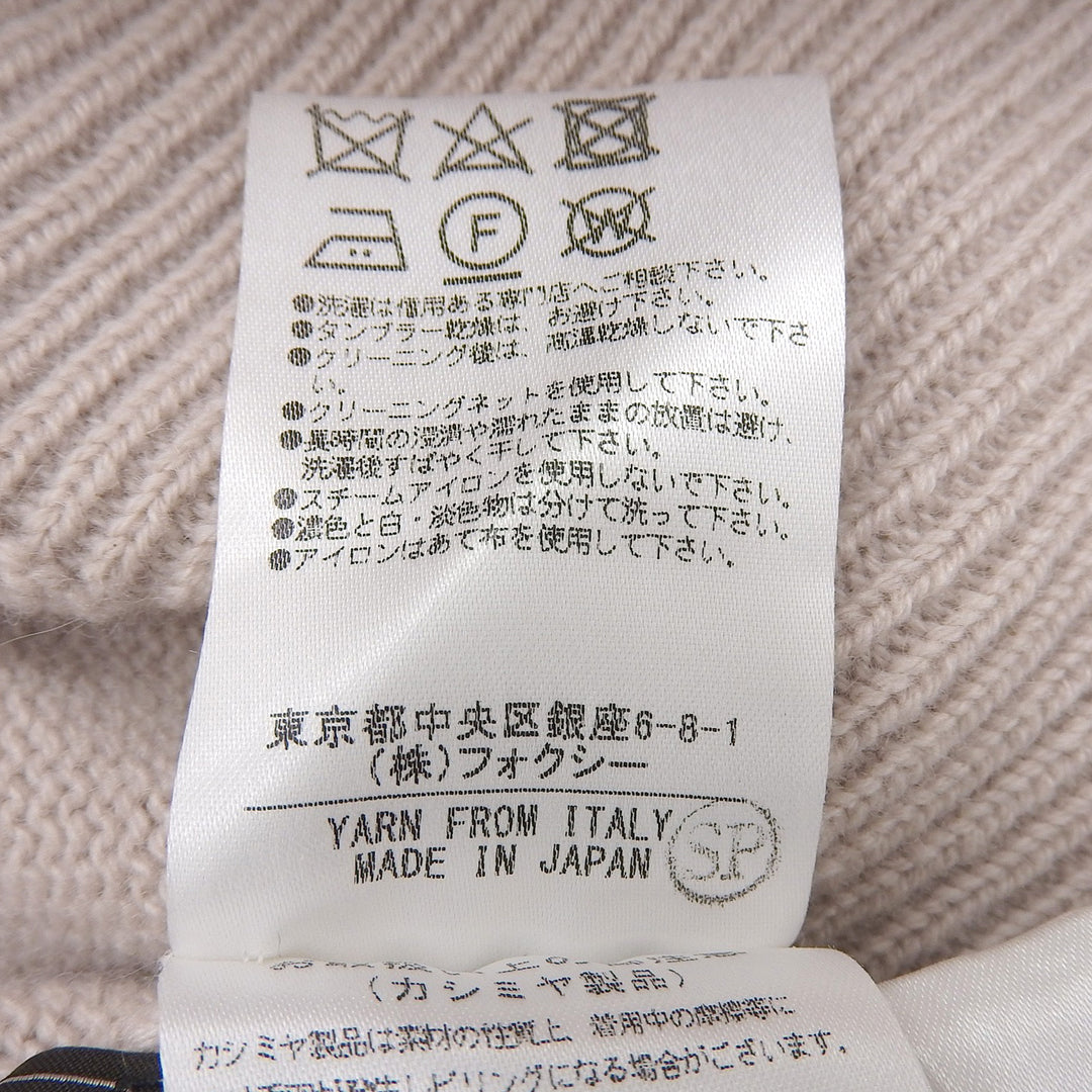 極美品▲FOXEY フォクシー 37775 カシミヤ100％ ボートネック 長袖ニット セーター ピンクベージュ 42 日本製 正規品 レディース