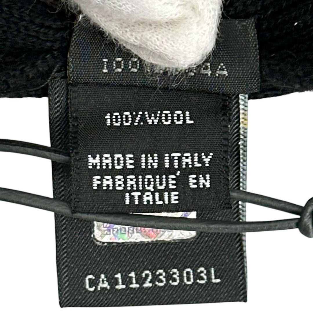 未使用品▲FENDI フェンディ ウール100% ズッカ柄 ジャガード織り ボンボン付 ニット帽 ニットキャップ ブラウン イタリア製 レディース