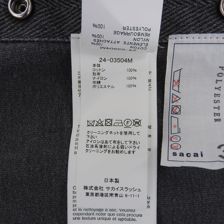 極美品▲Sacai サカイ 24SS 24-03504 コットン100％ 裾ボタンデザイン ウォッシュ加工 半袖Ｔシャツ グレー 1 日本製 正規品 メンズ