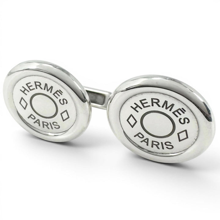 美品▲HERMES エルメス セリエ SV925 ラウンド カフスボタン カフリンクス シルバー 重量12.7g メンズ ケース付き