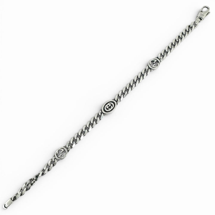 美品▲GUCCI グッチ 678660 インターロッキングＧ 現行品 チェーン ブレスレット AG925 シルバー 17cm 重量7.6g レディース 保存袋付き