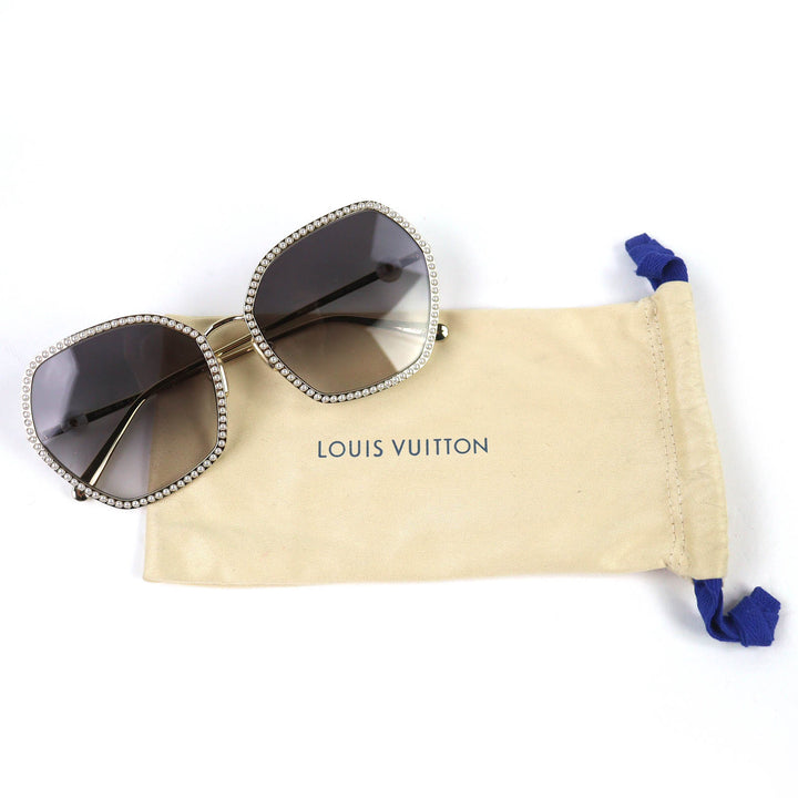 美品△LOUIS VUITTON ルイヴィトン Z2016U 948 LVパール サングラス アイウェア ゴールド 58□18 140 保存袋付き イタリア製 レディース