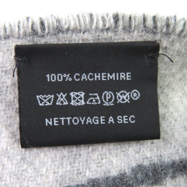 極美品△HERMES エルメス アントルラック エケストル マフラー カシミヤ100％ ホース 馬 フリンジ バイカラー グレー 英国製 レディース