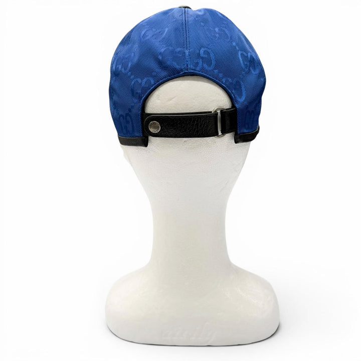 極美品▼GUCCI グッチ 627114 Gucci Off The Grid GG柄 レザー使い 帽子 ベースボール キャップ ブルー ブラック XL 60cm 正規品 メンズ