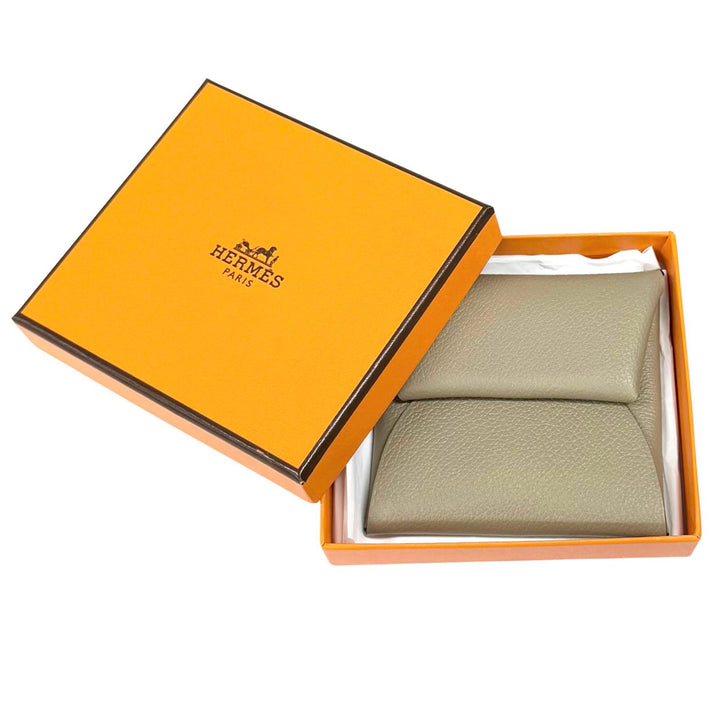 極美品★HERMES エルメス バスティア ベージュマルファ エバーカラー シルバー金具 コインケース W刻印 箱付き フランス製 レディース