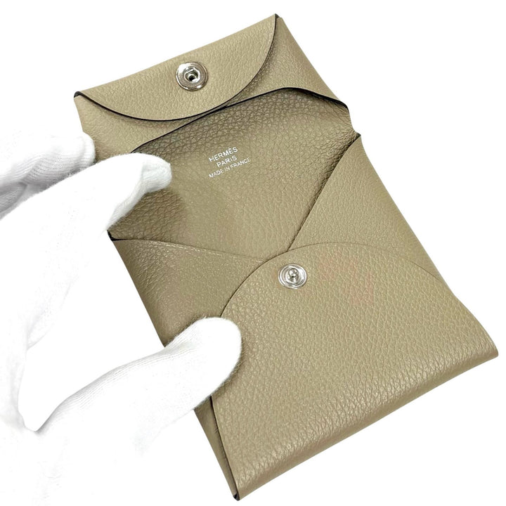 極美品★HERMES エルメス バスティア ベージュマルファ エバーカラー シルバー金具 コインケース W刻印 箱付き フランス製 レディース