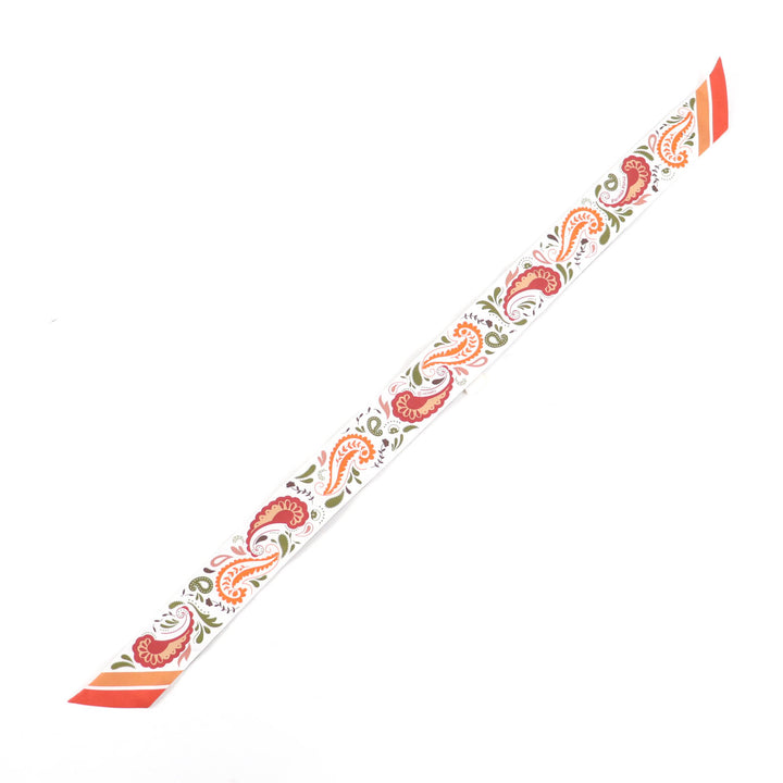 未使用品★エルメス ツイリー GUEPARDS BANDANA チーター バンダナ シルク100％ 白 / オランジュ・キュイ / グリーン スカーフ 箱付