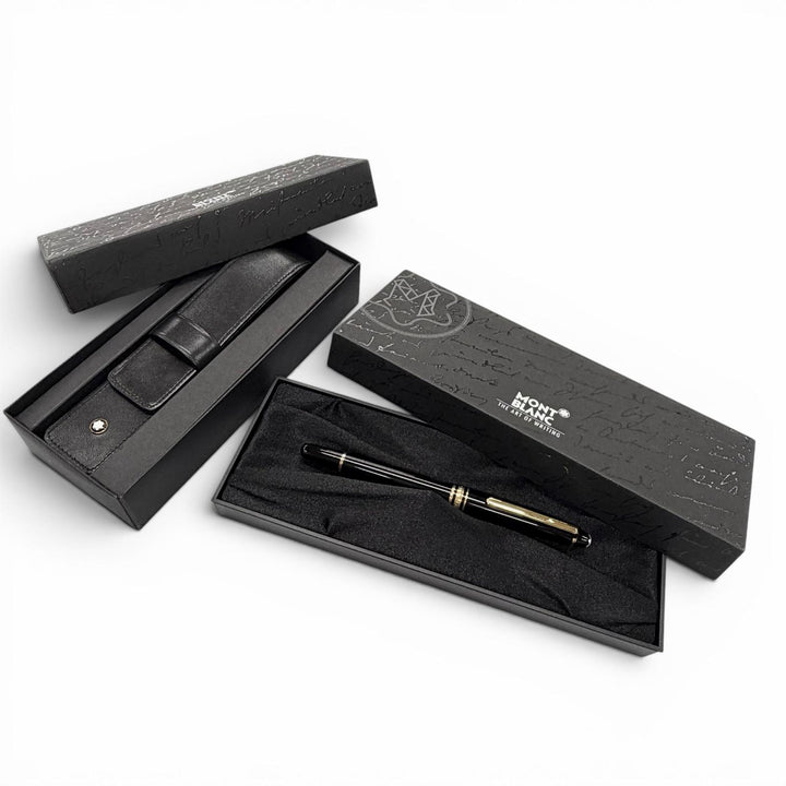 極美品▼MONTBLANC モンブラン マイスターシュテュック クラシック ペン先14K Fニブ ホワイトスター 万年筆 ドイツ製 箱・ペンケース付き