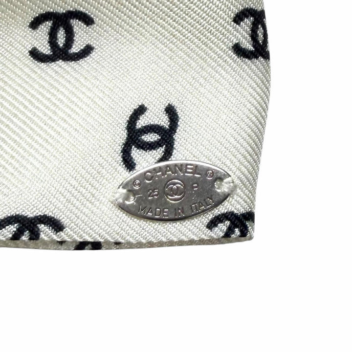 未使用品★CHANEL シャネル 25P ココマーク 総柄 リボン バレッタ ヘアアクセサリー ホワイト ブラック イタリア製 レディース