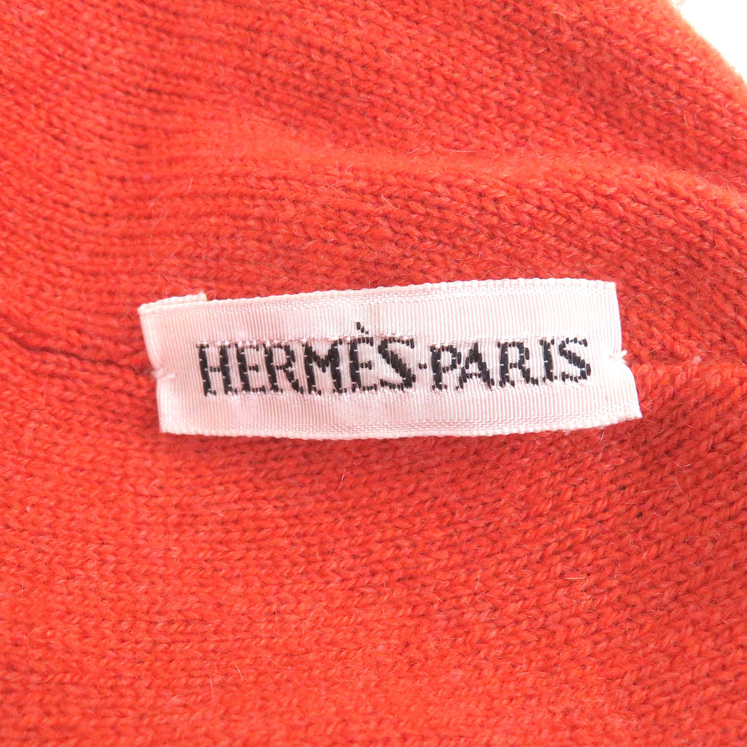 美品□HERMES エルメス ヴィンテージ マルジェラ期 Hロゴ総柄 ビーニー ニットキャップ ニット帽 グレー オレンジ メンズオススメ