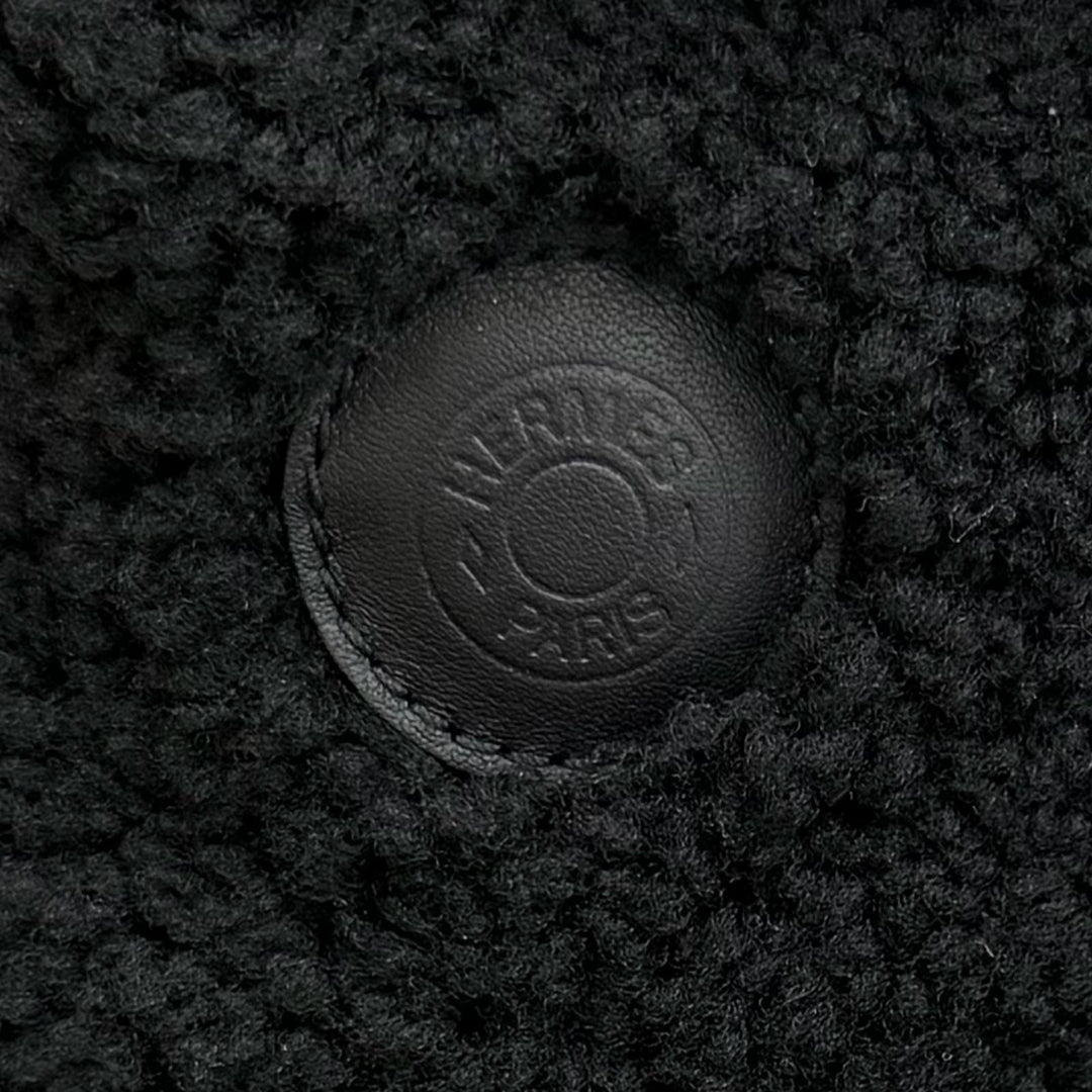 美品★HERMES エルメス フォーヴ ムートン バイカ ロゴ バケットハット ハット 帽子 ブラック 58 フランス製 正規品 メンズ