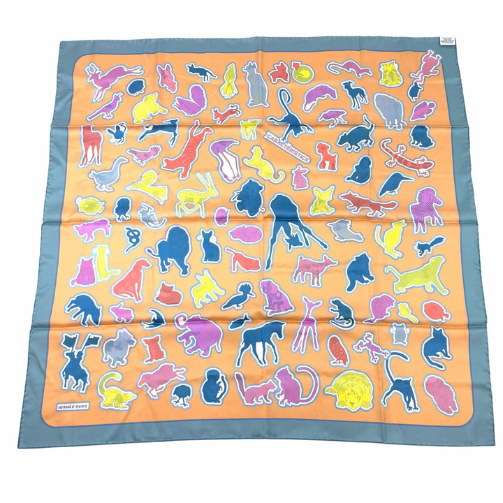 極美品★HERMES エルメス カレ ダブルフェイス90 CARACTERISTICK DETAIL キャラクテリスティック デタイユ シルク100％ 現行品 スカーフ