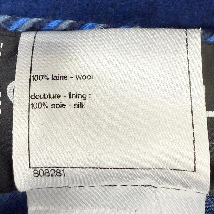 極美品◇CHANEL シャネル P46965 ココマークボタン付 裏シルク100％ ダブルブレスト ウールコート ブルー 36 フランス製 レディース