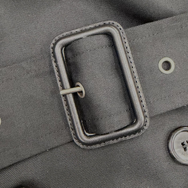 極美品◇SAINT LAURENT PARIS サンローランパリ 507530 ロゴボタン レザー使い ベルト付き トレンチコート 黒 36 伊製 正規品 レディース