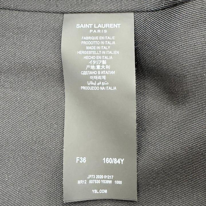 極美品◇SAINT LAURENT PARIS サンローランパリ 507530 ロゴボタン レザー使い ベルト付き トレンチコート 黒 36 伊製 正規品 レディース