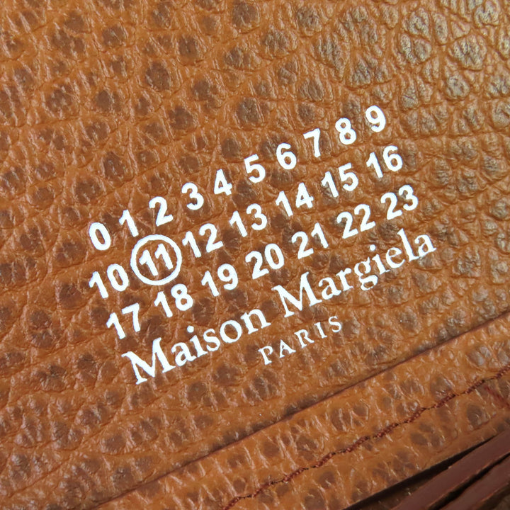 極美品△Maison Margiela 11 メゾンマルジェラ11 SA3UI0009 レザー 4ステッチ チェーン付 コンパクト ミニ ウォレット 小銭入 二つ折財布