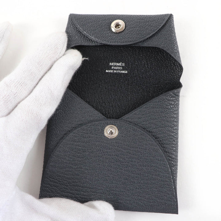 未使用品☆HERMES エルメス バスティア ヴェルソ シェーブル グリミスティ ノワール コインケース W刻印 箱付き フランス製 レディース