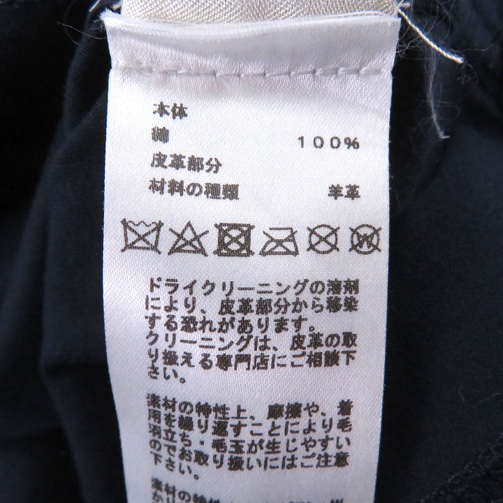 美品□HERMES エルメス 22SS コットン100％ ラムレザーホースパッチ ショートスリーブ 半袖Ｔシャツ カットソー ネイビー S イタリア製