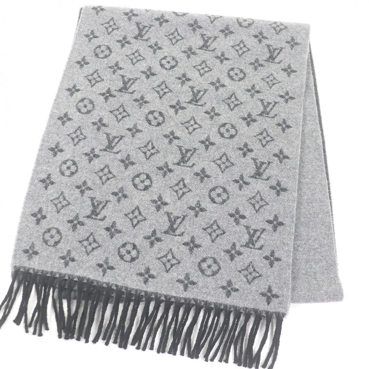 極美品□LOUIS VUITTON ルイヴィトン 2021年製 M75900 モノグラム・グラディエント カシミヤ混 マフラー グレー イタリア製 正規品