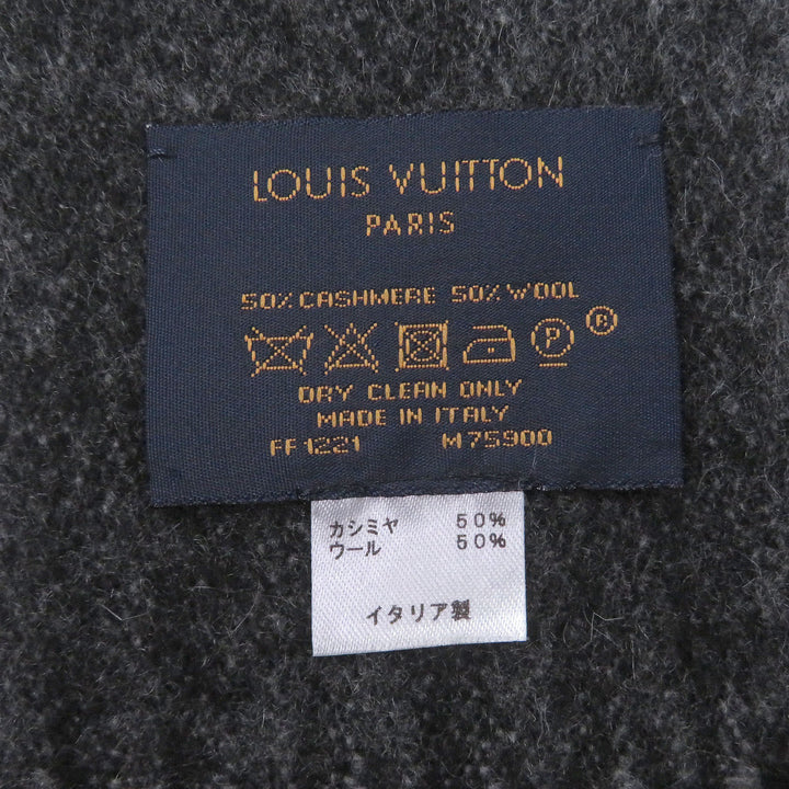 極美品□LOUIS VUITTON ルイヴィトン 2021年製 M75900 モノグラム・グラディエント カシミヤ混 マフラー グレー イタリア製 正規品