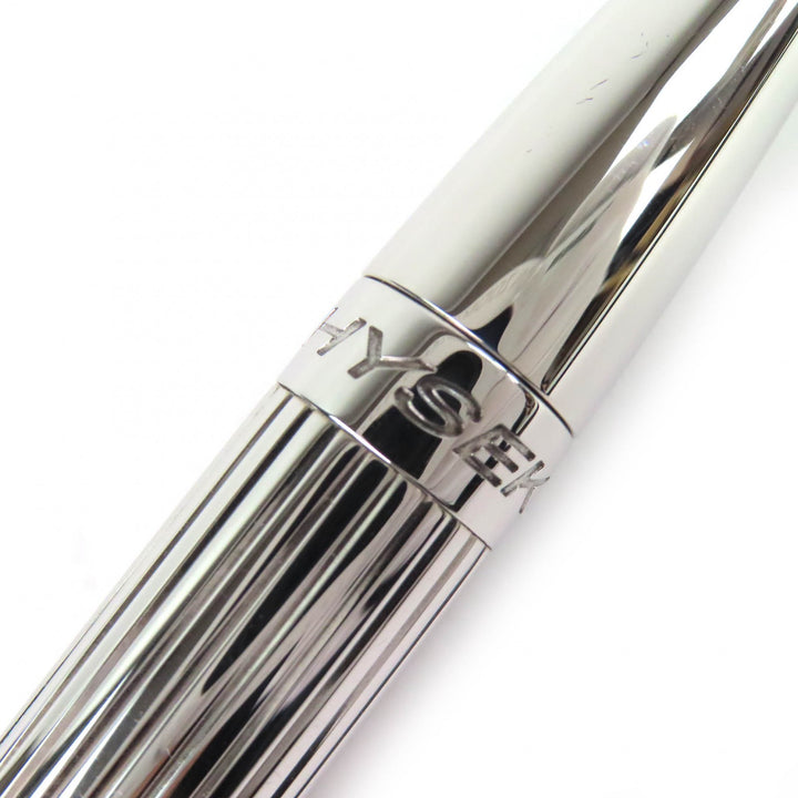 極美品△JORG HYSEK ヨルグ イゼック クロコダイルレザーケース付き ロゴ刻印 ツイスト式 ボールペン シルバー レッド メンズ 筆記確認済