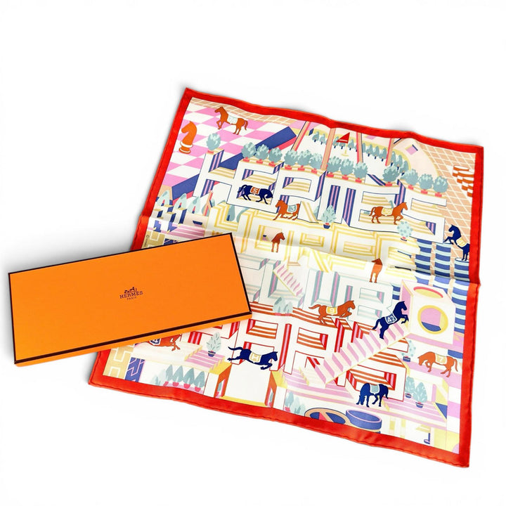 未使用品▲HERMES エルメス カレ45 ガヴロッシュ エルメス・ホースクラブ・デタイユ シルク100％ スカーフ マルチ 正規品 レディース