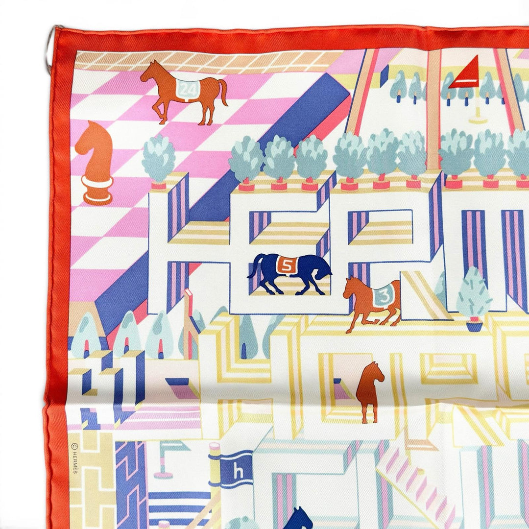 未使用品▲HERMES エルメス カレ45 ガヴロッシュ エルメス・ホースクラブ・デタイユ シルク100％ スカーフ マルチ 正規品 レディース