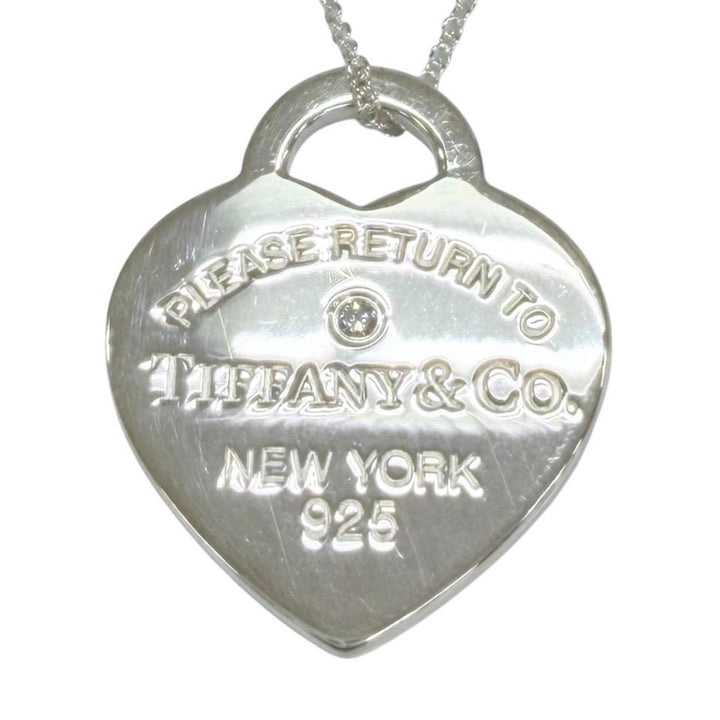 美品☆TIFFANY&amp;Co. ティファニー リターントゥティファニー ハートタグ ミディアム 1P ダイヤ ネックレス AG925 ダイヤモンド 重量6.6g