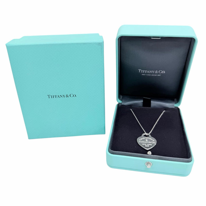 美品☆TIFFANY&amp;Co. ティファニー リターントゥティファニー ハートタグ ミディアム 1P ダイヤ ネックレス AG925 ダイヤモンド 重量6.6g