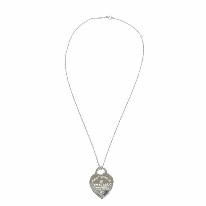 美品☆TIFFANY&amp;Co. ティファニー リターントゥティファニー ハートタグ ミディアム 1P ダイヤ ネックレス AG925 ダイヤモンド 重量6.6g