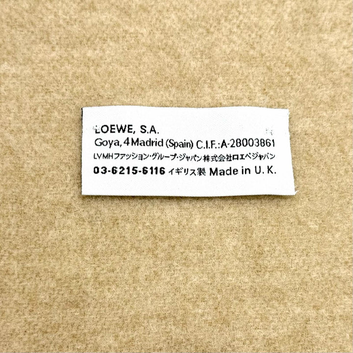 良品★LOEWE ロエベ F810250X01 バイカラー スカーフ ウール カシミヤ混 アイボリー サンド 現行品 アナグラム刺繍入り マフラー 正規品