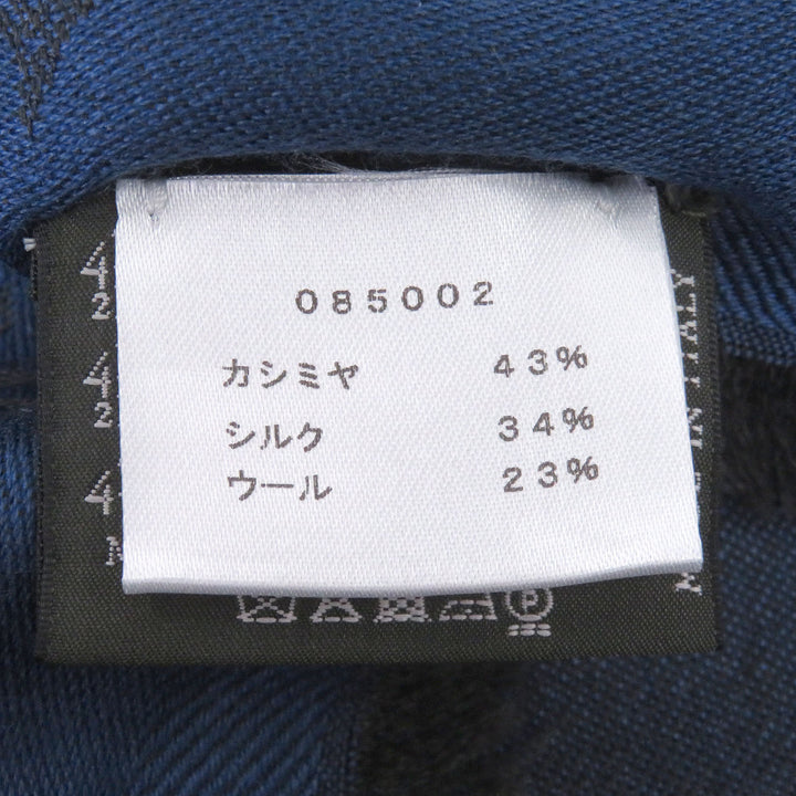 極美品□Berluti ベルルッティ カシミヤ シルク カリグラフィ フリンジ 大判ショール ストール マフラー ブルー イタリア製 正規品