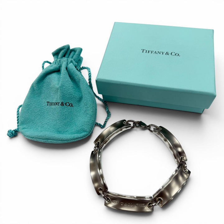 美品▼TIFFANY&amp;Co. ティファニー プレートリンク 1837 925 ブレスレット シルバー 重量41.8g メンズ レディース アクセサリー 箱・袋付き