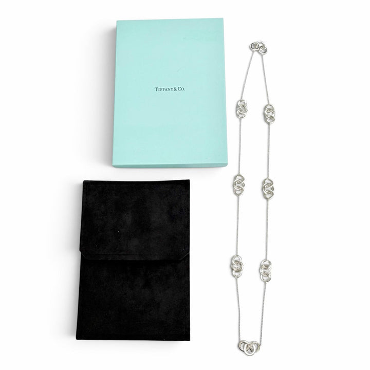 美品△TIFFANY&amp;Co. ティファニー 1837 インターロッキング サークル 925 ロング ネックレス シルバー 重量33.7g レディース 箱付き