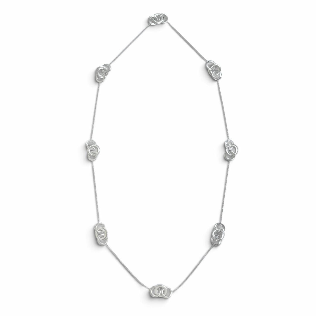 美品△TIFFANY&amp;Co. ティファニー 1837 インターロッキング サークル 925 ロング ネックレス シルバー 重量33.7g レディース 箱付き