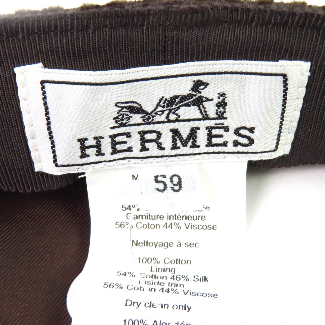 未使用品△HERMES エルメス H242017N キャスケット ヴォーバン ヴェルベット ショコラ バイアスH セリエボタン 帽子 59 保存袋付 正規品