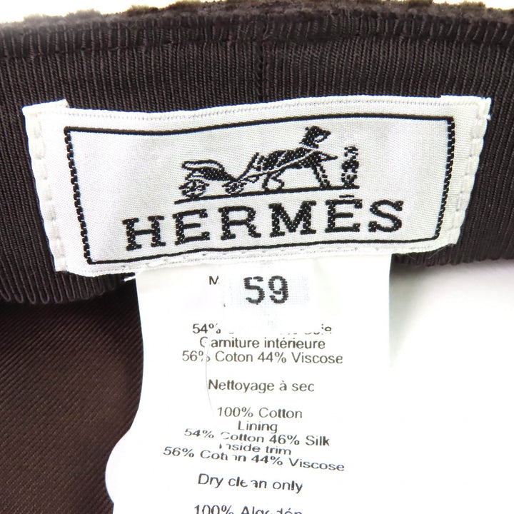 未使用品△HERMES エルメス H242017N キャスケット ヴォーバン ヴェルベット ショコラ バイアスH セリエボタン 帽子 59 保存袋付 正規品