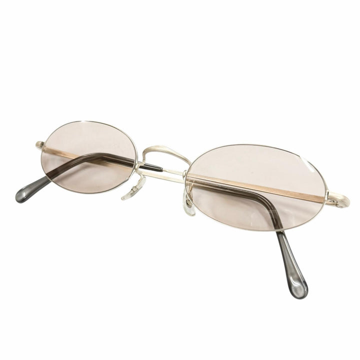 美品▼白山眼鏡 ハクサンメガネ オーバル カラーレンズ メガネ 眼鏡 アイウェア サングラス マットシルバー グレー メンズ