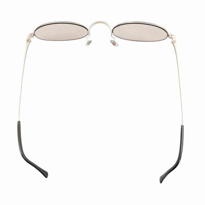 美品▼白山眼鏡 ハクサンメガネ オーバル カラーレンズ メガネ 眼鏡 アイウェア サングラス マットシルバー グレー メンズ