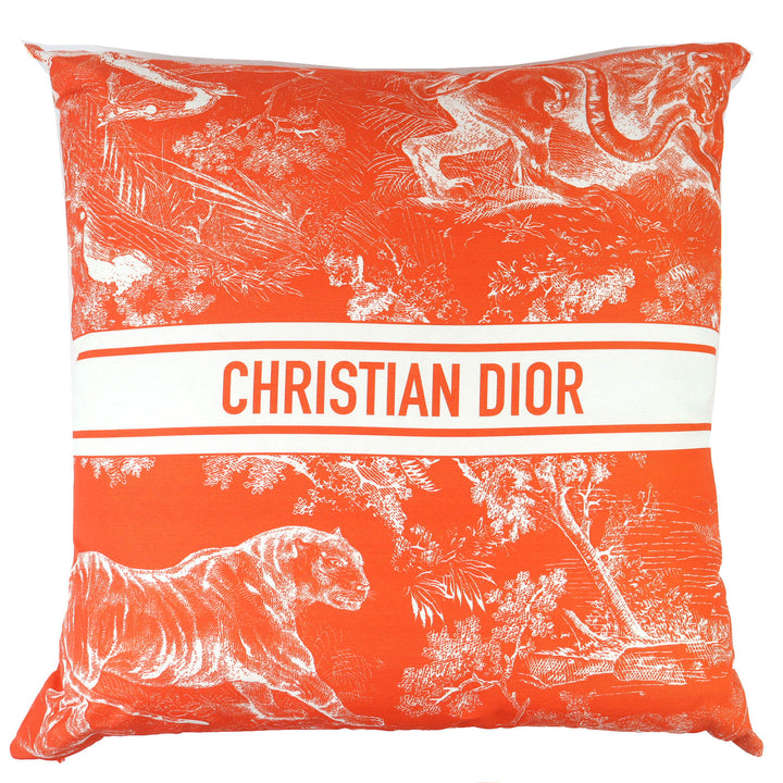 極美品△Christian Dior クリスチャンディオール HYP02RCO0U ディオリビエラ クッション リネン混 オレンジ フランス製 正規品 オススメ