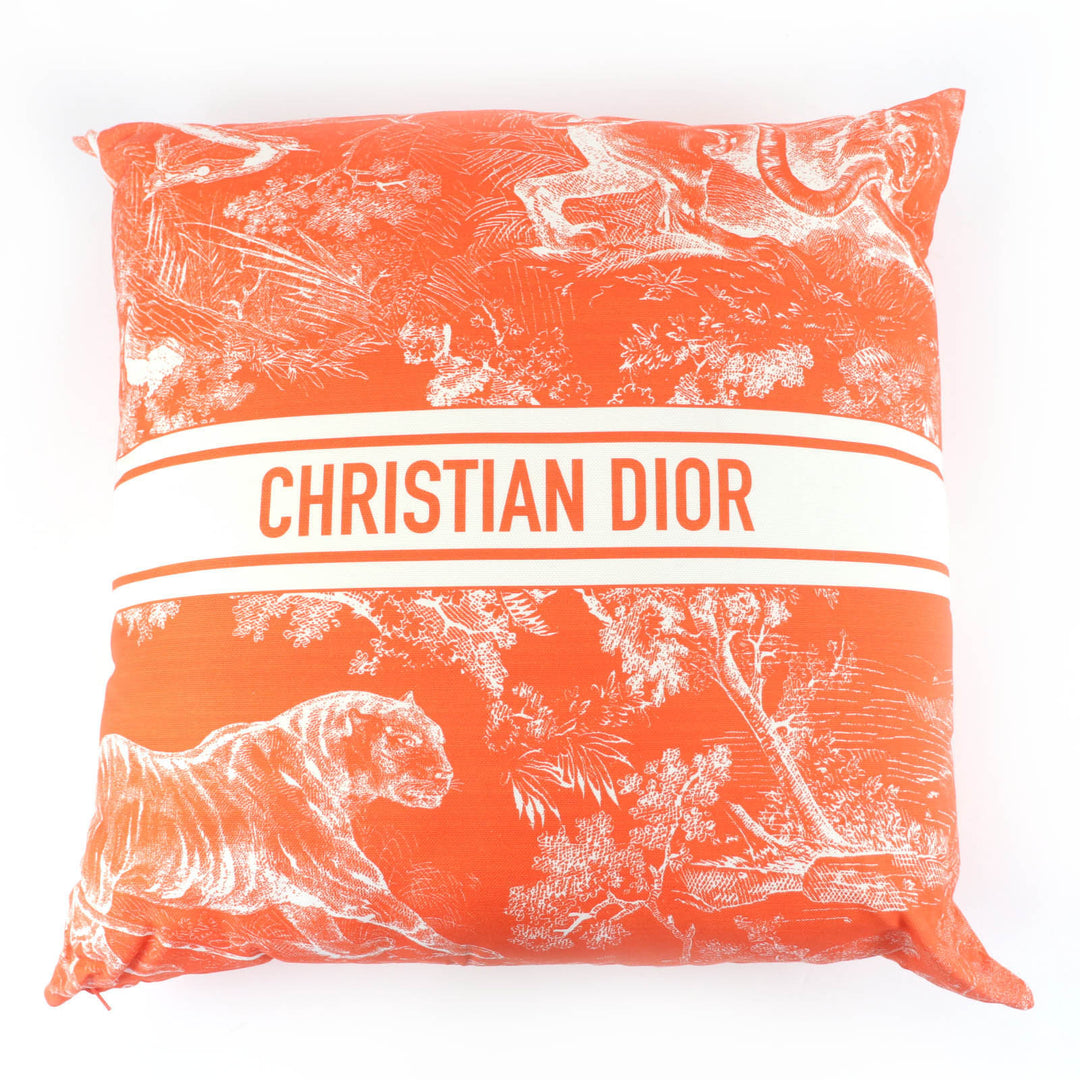 極美品★Christian Dior クリスチャンディオール HYP02RCO0U ディオリビエラ リネン混 クッション オレンジ 仏製 正規品 レディース