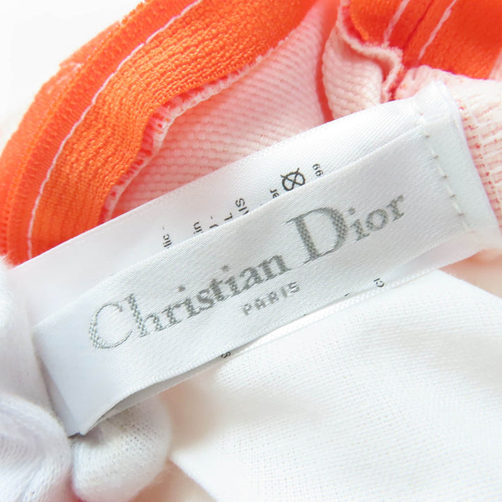極美品★Christian Dior クリスチャンディオール HYP02RCO0U ディオリビエラ リネン混 クッション オレンジ 仏製 正規品 レディース