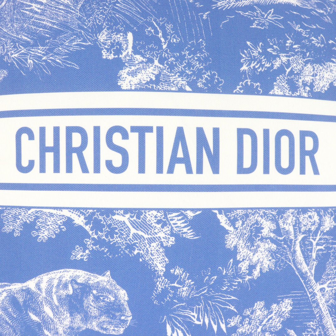 極美品□Christian Dior クリスチャンディオール HYP02RCO0U ディオリビエラ リネン混 クッション ブルー フランス製 レディース