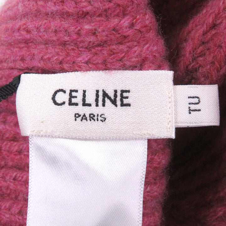 未使用品□CELINE セリーヌ 2AA32384D カシミヤ100％ トリオンフ ビーニー ニットキャップ ピンク イタリア製 正規品 レディース メンズ