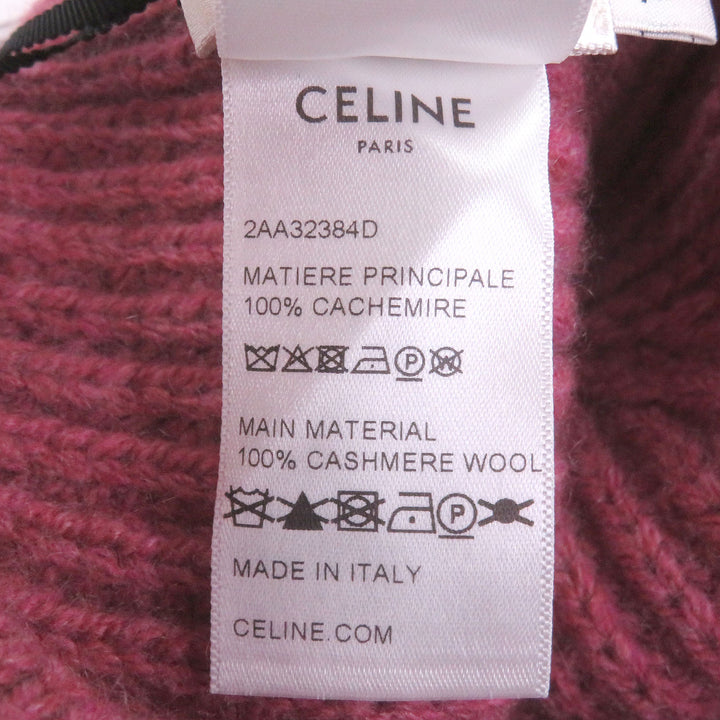 未使用品□CELINE セリーヌ 2AA32384D カシミヤ100％ トリオンフ ビーニー ニットキャップ ピンク イタリア製 正規品 レディース メンズ