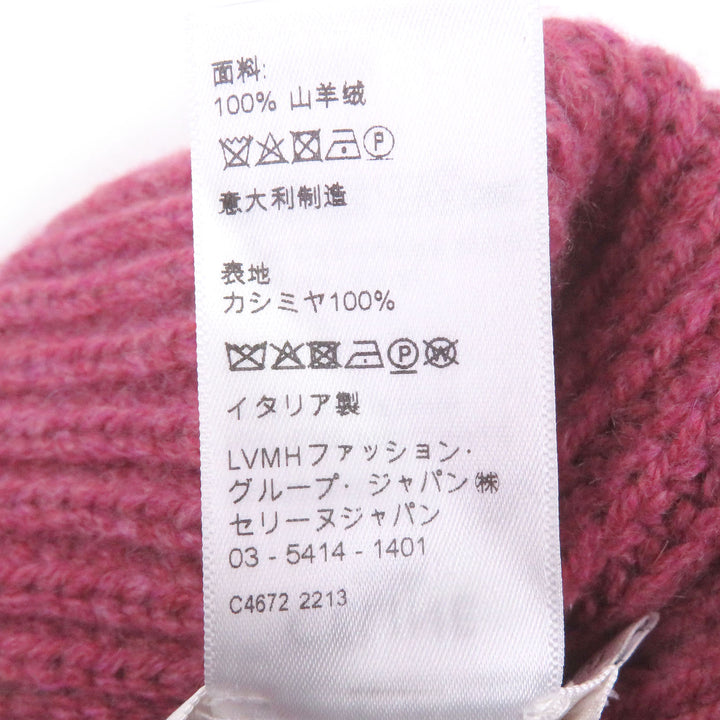未使用品□CELINE セリーヌ 2AA32384D カシミヤ100％ トリオンフ ビーニー ニットキャップ ピンク イタリア製 正規品 レディース メンズ